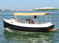 With the standard Yanmar 2 cylinder diesel engine it will cruise along at 6 knots and consume approximately 1/3rd of a gallon per hour of diesel fuel.