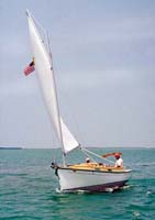 Windward view of Horizon Cat's bow