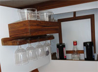 Convenient bar setup behind bulkhead door