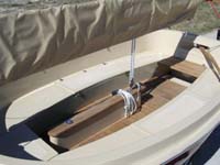 Picnic Cat cockpit with optional teak grate